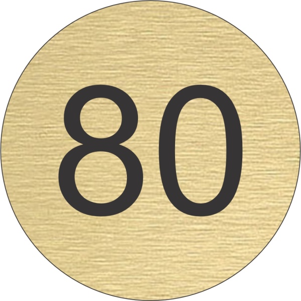 Brass Effect Self Adhesive Table Numbers 80mm